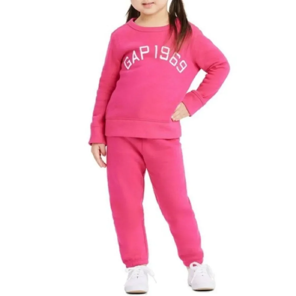 GAP Girl Pink Fleece Sweatshirt & Jogger Pants Set Sz 4
